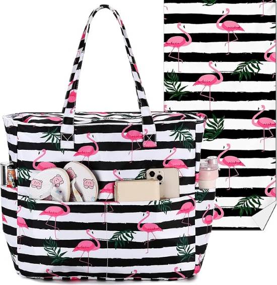 LEDAOU Beach Bag Waterproof Sandproof Women Tote Bag