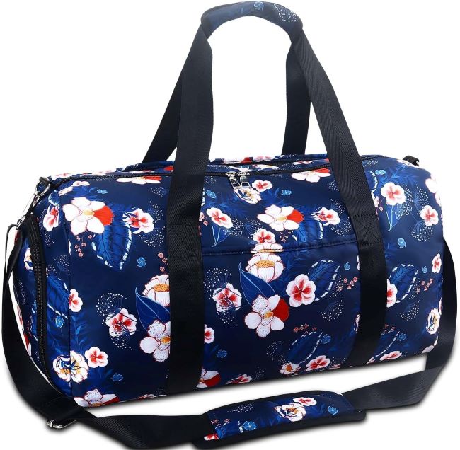 RHCPFOVR women’s waterproof gym duffel bag with shoe and wet clothes compartments carry on size