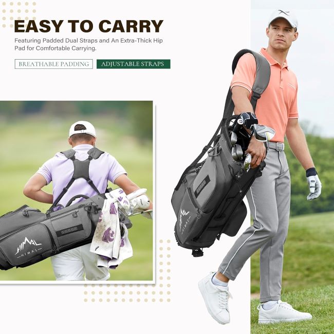 UNIHIMAL golf stand bag, lightweight with 7-way top dividers, dual straps, multiple pockets for men and women