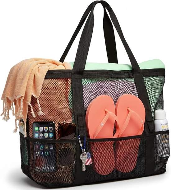Beach F Color Oversized Beach Bag with Pockets for Women