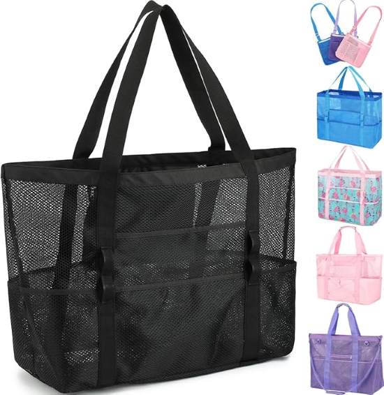 Fammart Large Canvas Beach Bag with Zipper