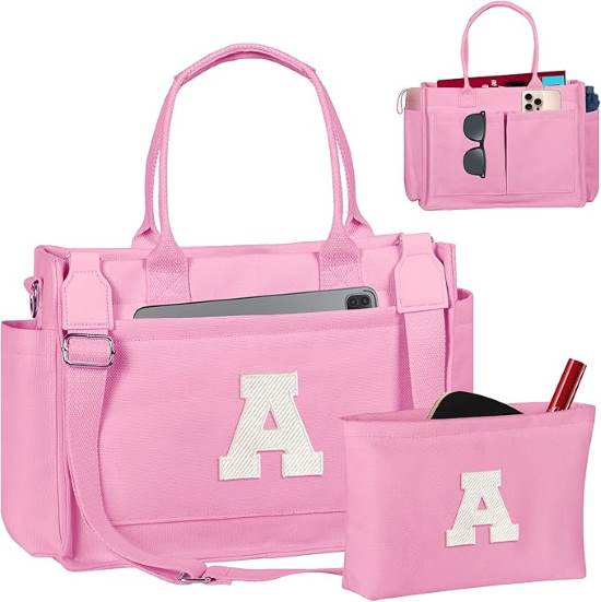 Freesya Initial Crossbody Beach Bag with Pockets