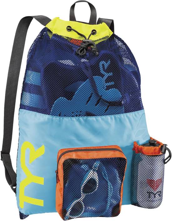 TYR Big Mesh Mummy Backpack for Swim Gym and Workout Gear Yellow Medium