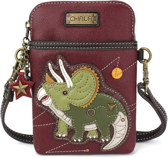 CHALA Cell Phone Crossbody Purse Women PU Leather Canvas Multicolor Handbag with Adjustable Strap
