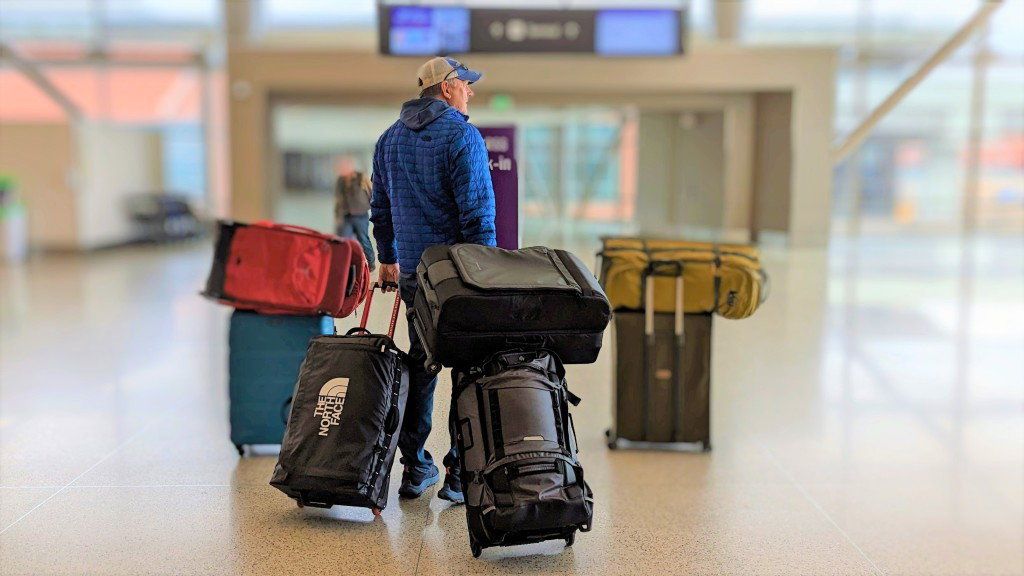 Carry-on bag packed neatly for stress-free travel at airport terminal