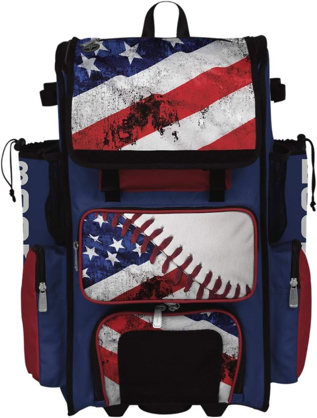 Boombah hybrid Superpack wheeled and backpack baseball bag with multiple compartments for gear and equipment storage