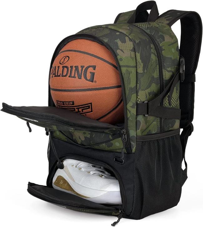 GRANDUP large capacity basketball backpack with shoe compartment for gym, travel, and sports equipment organization