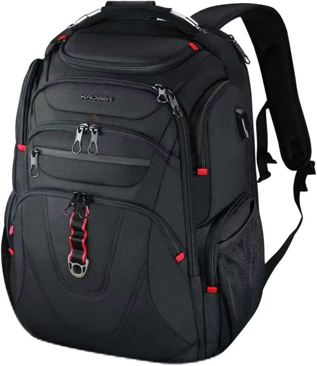 KROSER TSA-friendly 17.3-inch laptop backpack with USB charging port, RFID pockets, water-resistant design, and travel-ready organization