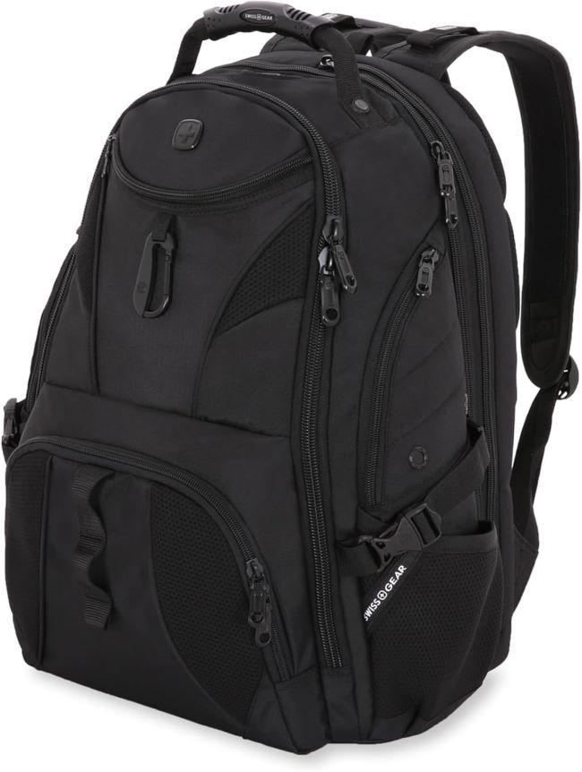 SWISSGEAR 1900 ScanSmart TSA laptop backpack with RFID protection, tablet compartment, and spacious design for travel and daily use