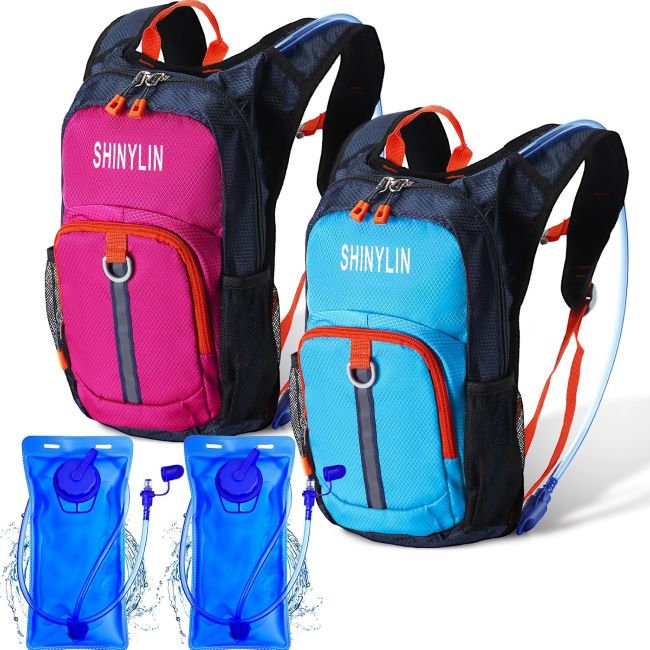 Shinylin kids hydration backpack with 1.5L water bladder, lightweight design for hiking, running, and outdoor activities