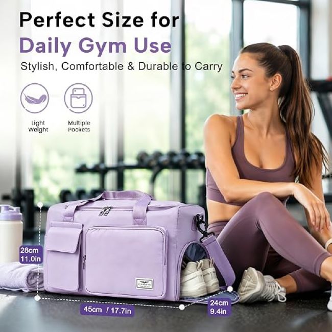 FIORETTO weekender sports bag with spacious compartments for fitness, travel, and everyday use