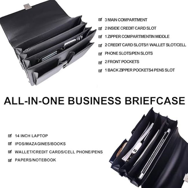 Jack&Chris men's business bag carrying a laptop, files, and documents for daily work