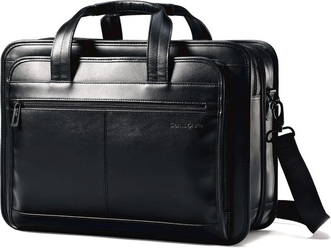 Samsonite expandable briefcase with padded laptop compartment and organizer pockets