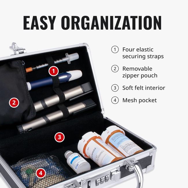 Vaultz locking case with secure organizer compartments for home and travel
