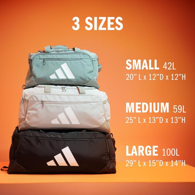 Spacious adidas Defender 5 gym bag with shoe compartment and durable design