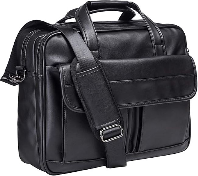 seyfocnia business leather bag carrying a laptop and documents in Washington
