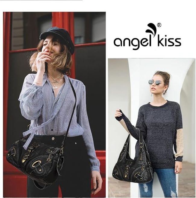 Angelkiss women's hobo purse with comfortable shoulder strap and organized storage