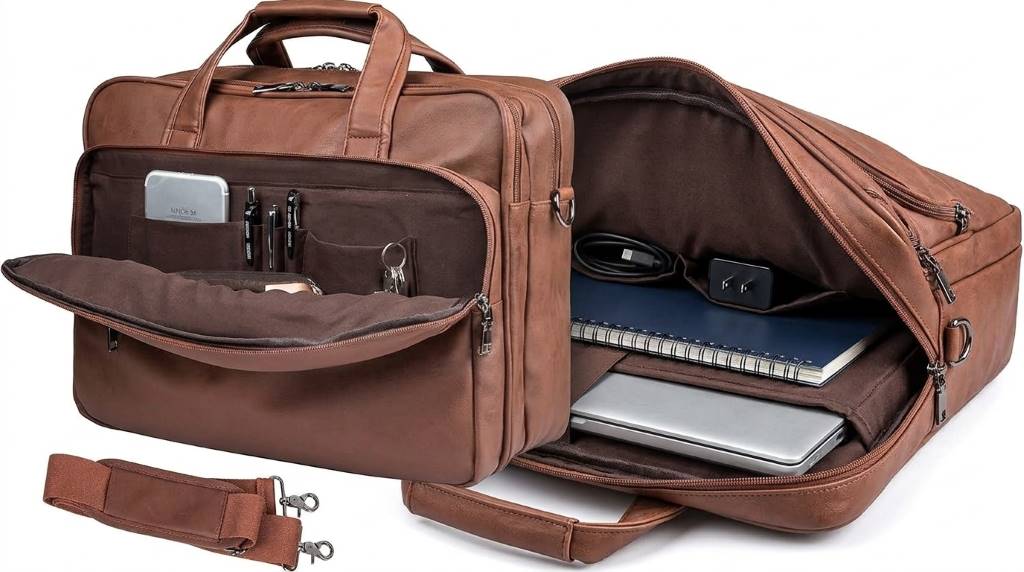 What Fits In Seyfocnia Mens Leather Messenger Bag?