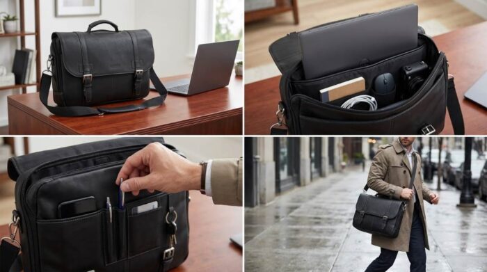 Kenneth Cole Reaction messenger bag compartments for office essentials