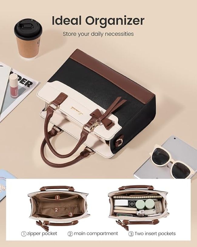 LOVEVOOK Leather Tote Bag styled for office work, travel, shopping, and daily use