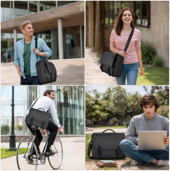 MATEIN men's work messenger bag with multiple pockets for laptop, documents, and daily essentials