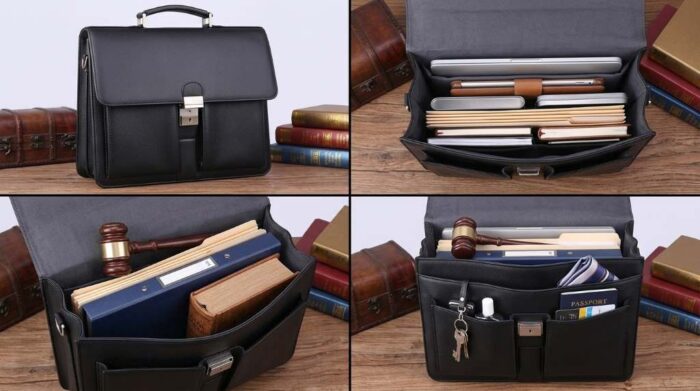 Organized Jackchris Mens Lawyer Bag interior compartments