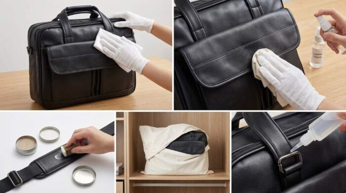 Seyfocnia business leather bag stored properly in a dry space