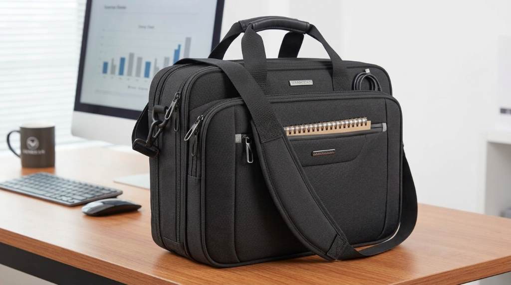 Vankean Business Laptop Bag holding 17.3-inch laptop and tablet